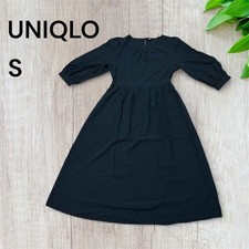 Uniqlo Black 3/4 Sleeve Dress S Elegant Casual Used