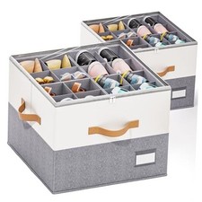 Shoe Organizer for Closet, Fits Up to 16-32 Pairs, Foldable Shoe Storage 2 Pack