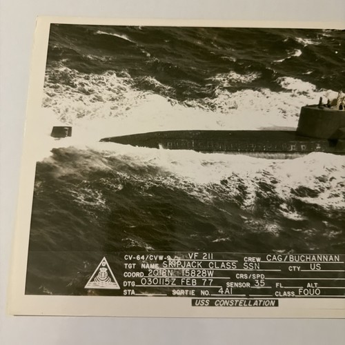 Vintage 1977 USS Skipjack SSN 585 Photo From USS Constellation 8x10 Real Photo