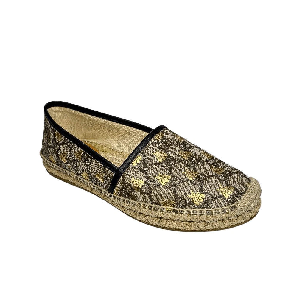 Gucci — Gucci Pilar Espadrille Flats EU 38.5 US 8.5 GG Supreme Bee Logo Beige Slip Ons