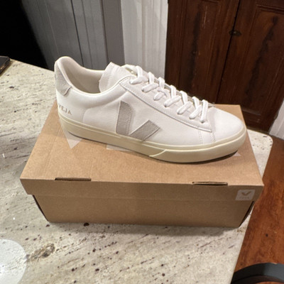 VEJA Campo Men s White Low Top Lace-Up Sneakers Logo Theme New with Box