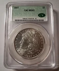 NICE 1887-P MORGAN SILVER DOLLAR GRADED MS62 CAC 90% SILVER