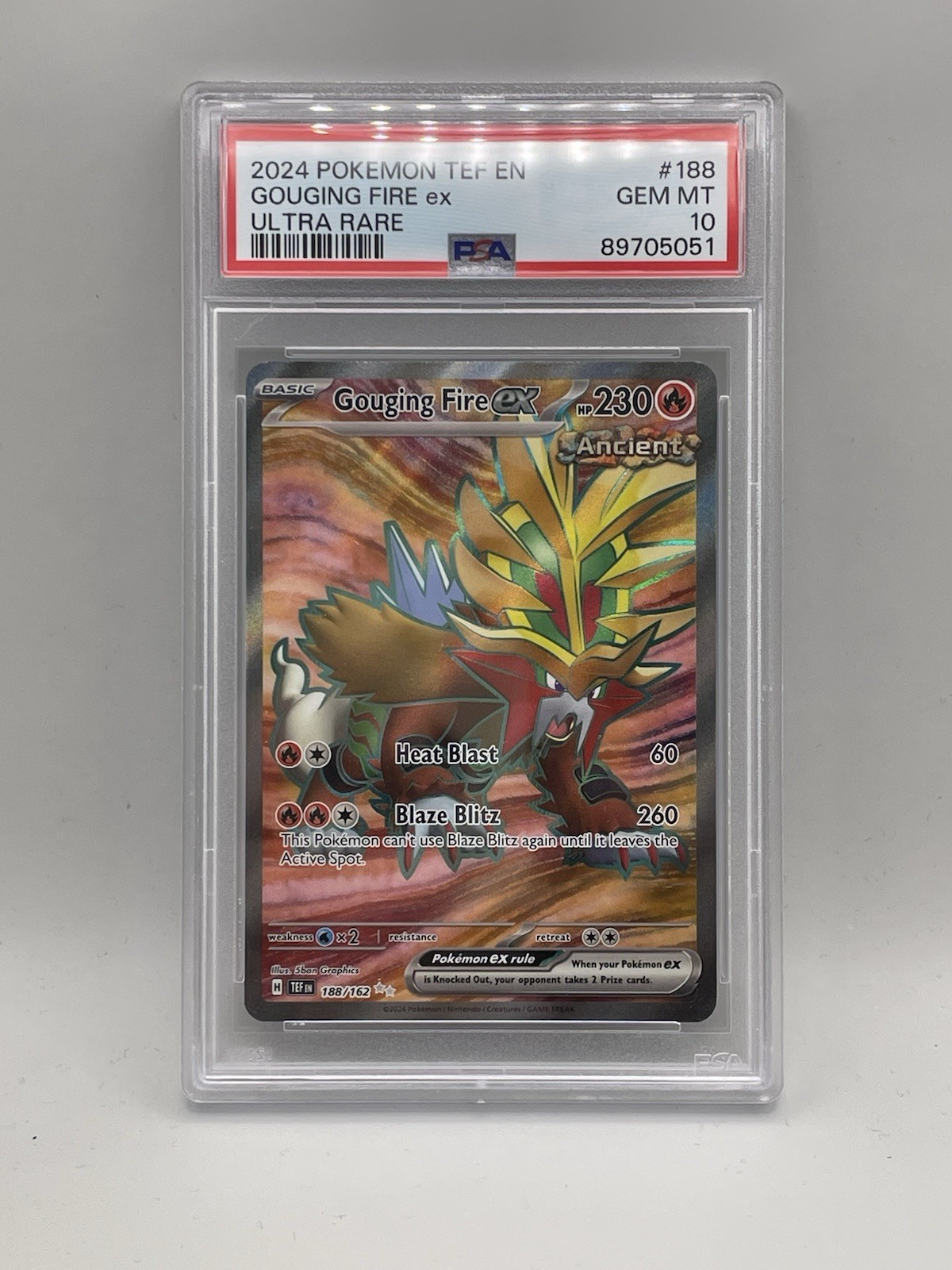Gouging Fire ex 188/162 SV05: Temporal Forces Holo PSA 10 GEM MINT