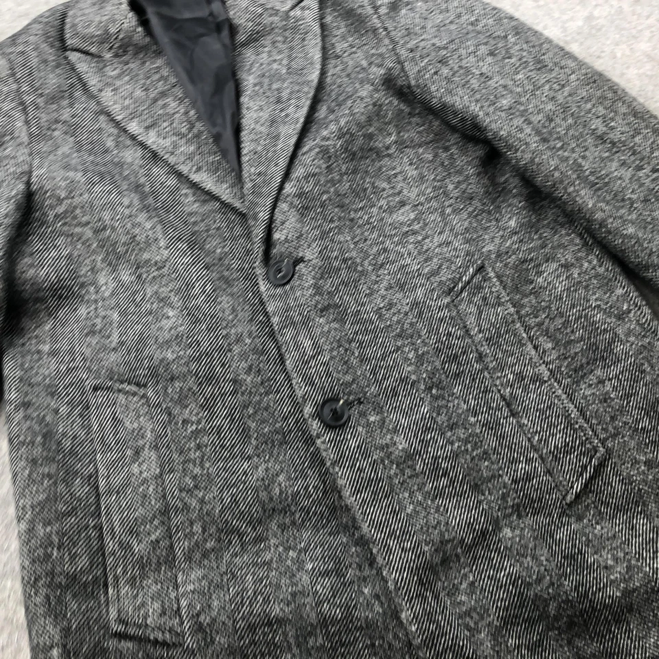Banana Republic Topcoat Mens Medium Gray Wool Herringbone 2 Button Overcoat - Image 3 of 4