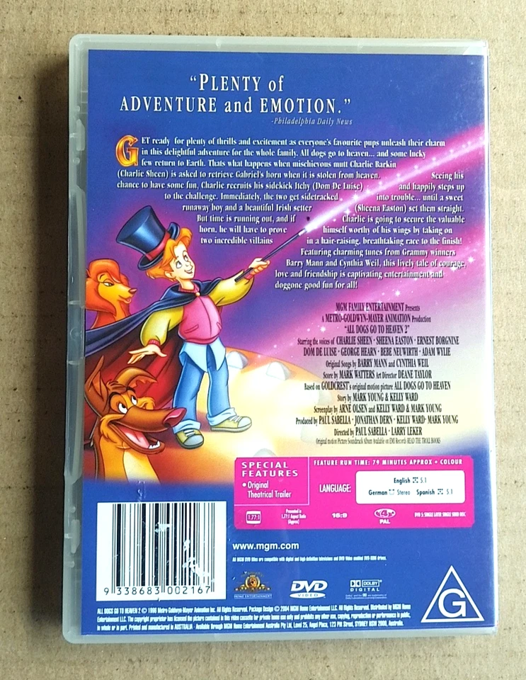 All Dogs Go to Heaven 2 (1996) Region 4 DVD - Animation Rated G - VGC Free Post - image 2 of 4