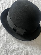 Vintage Dobbs Fifth Avenue Black Bowler Derby Hat Sz 7 1/8 Irvington