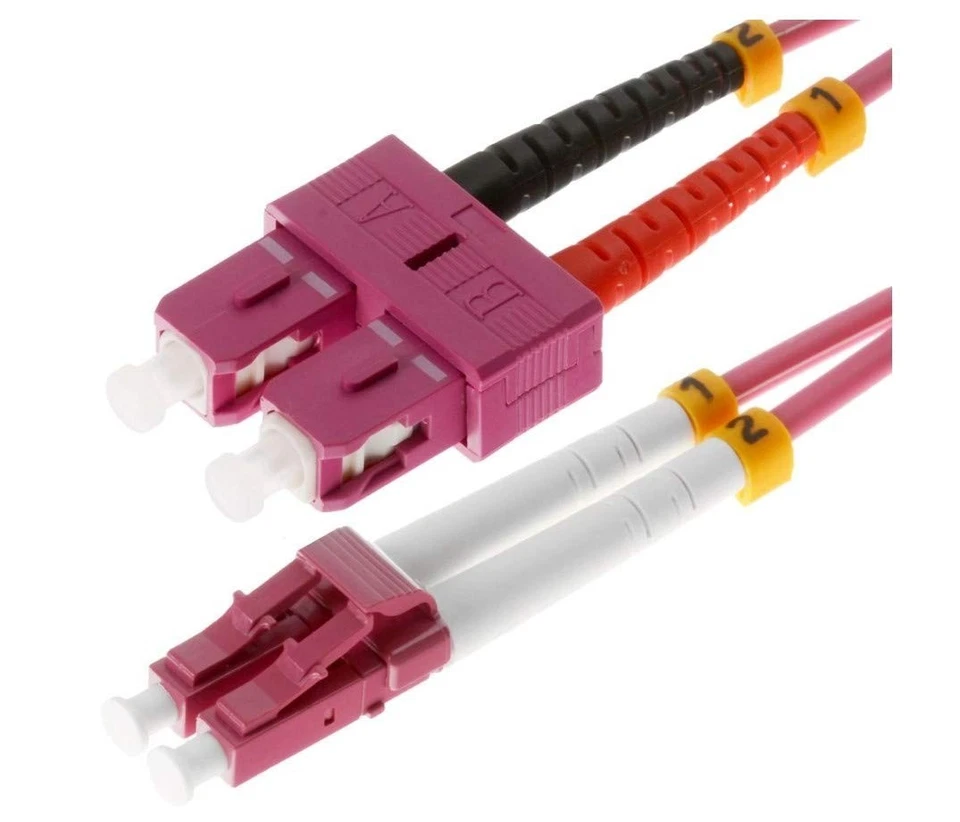 Helos Fibre Optic Patch Cable LC/SC Duplex 50/125 µm OM4 1.5 m Heather Violet - Photo 1/1
