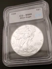 1999 S$1 Silver American Eagle Dollar ICG-MS69 serialized slab