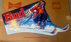 Vintage Large Budweiser King Of Beers Metal Tin Advertising Sign Ski 1990 33x27