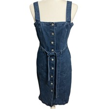Women’s Gap Denim Button Down Square Neck Sleeveless Dress