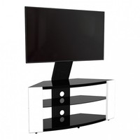 AVF Corner TV Stand with VESA Mount, Up to 65 TVs, Black & White, Glass Shelves