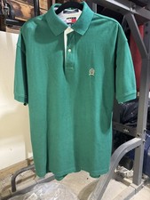 Vintage 90s Tommy Hilfiger Crest Polo Shirt Mens Medium Green Lion Embroidered
