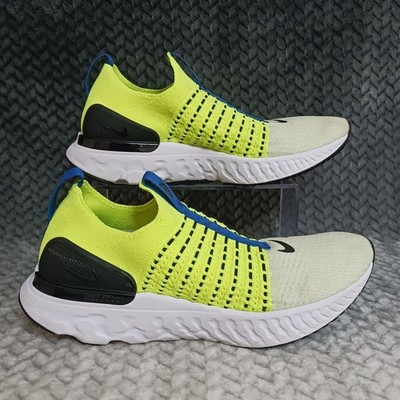 Nike React Phantom Run Flyknit 2 White Volt Men's Running Sneakers Shoes Sz 10.5