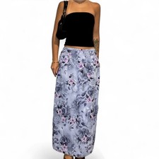 Vintage y2k Laura Scott Purple Whimsy Floral Low Waist Maxi Skirt Sz S