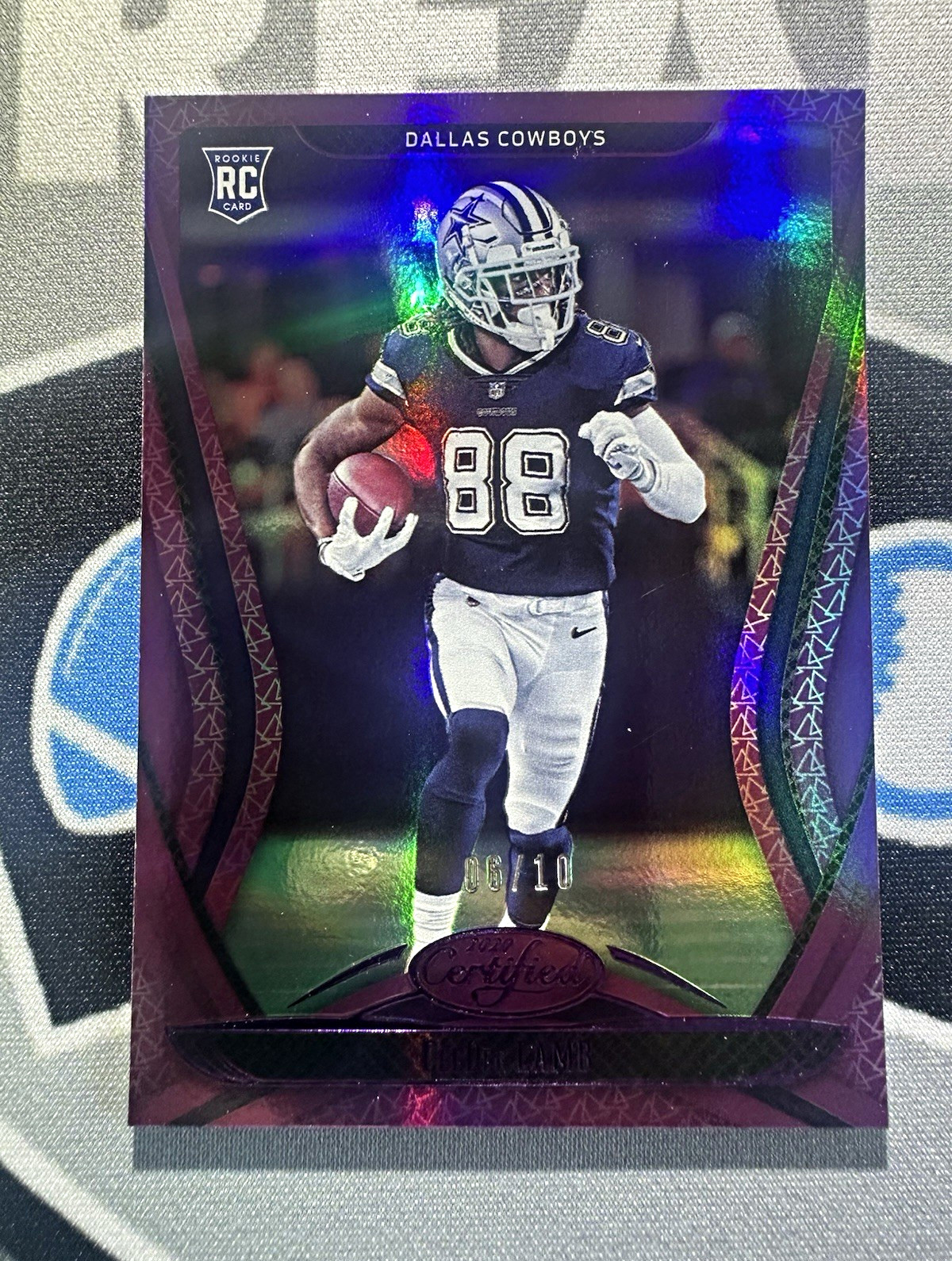 2020 Panini Certified CeeDee Lamb Purple Etch /10 RC #105 Cowboys ROOKIE