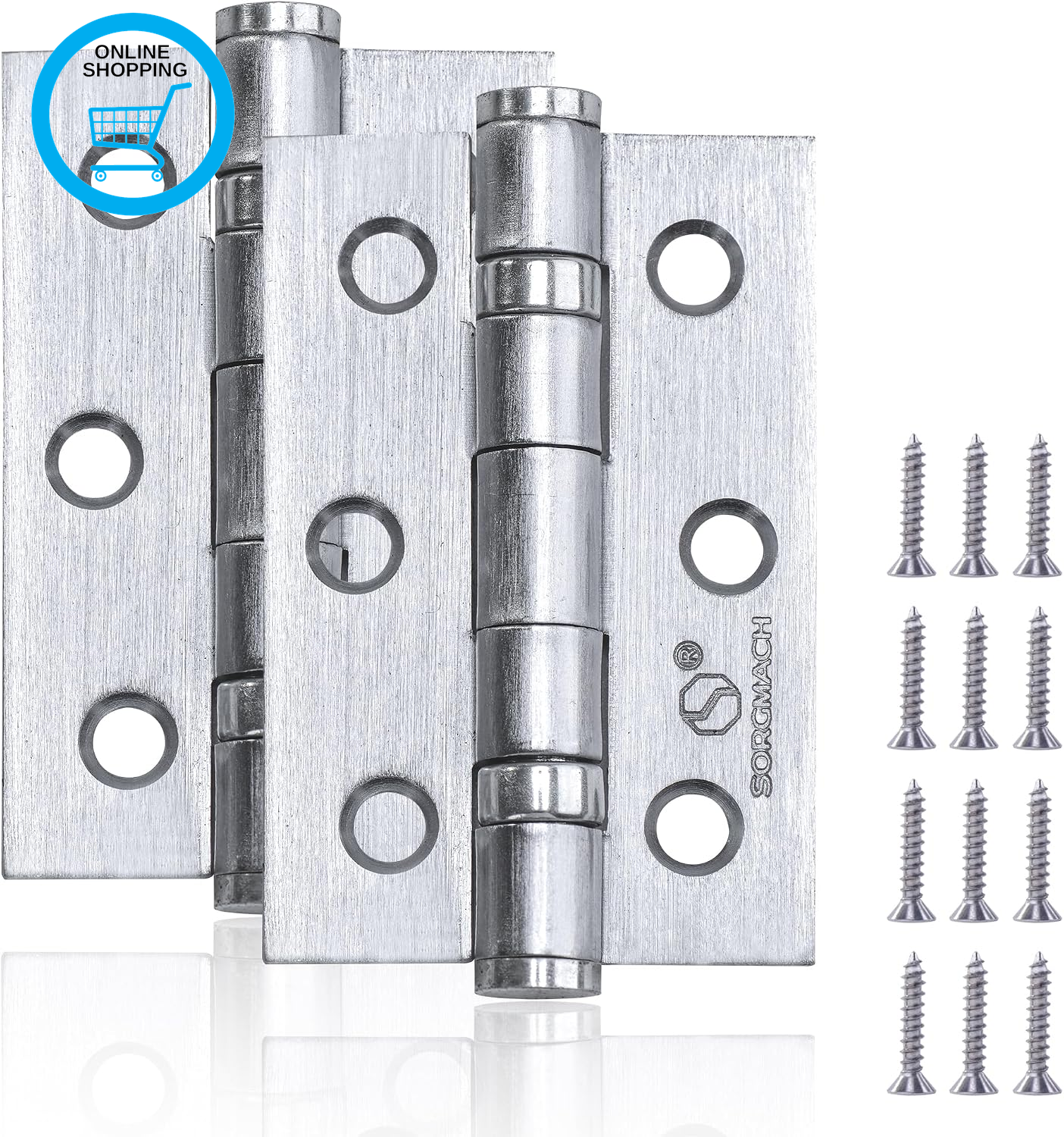 12 Pcs Door Hinges 75 Mm Chrome Door Hinges Ball Bearing External Door Hinge Int