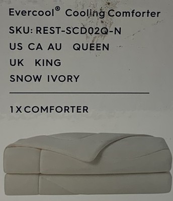 REST Evercool Cooling Comforter Queen Bed Blanket for Hot Sleepers Snow Ivory