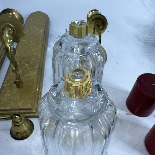 Vintage Home Interiors Tall Brass/ Gold Tone Wall Sconce Set of 4 W/Snuffer - Picture 3 of 11