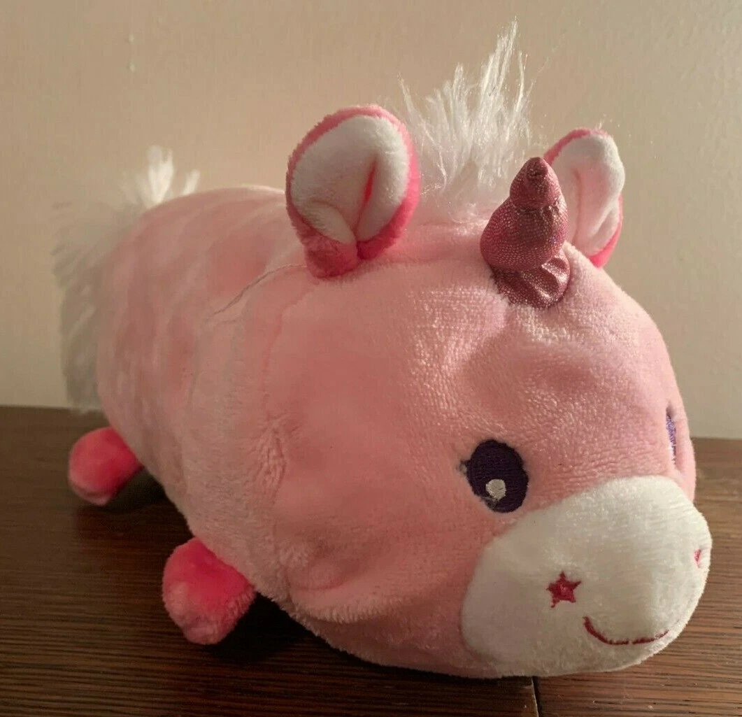 Goffa Pink White Unicorn Plush Stuffed Animal Toy Glitter Horn
