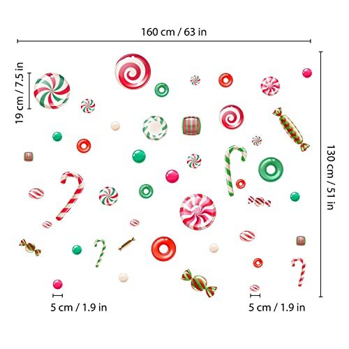 Christmas Window Clings Christmas Decorations Peppermint Candy and Sweets - Bild 5 von 6