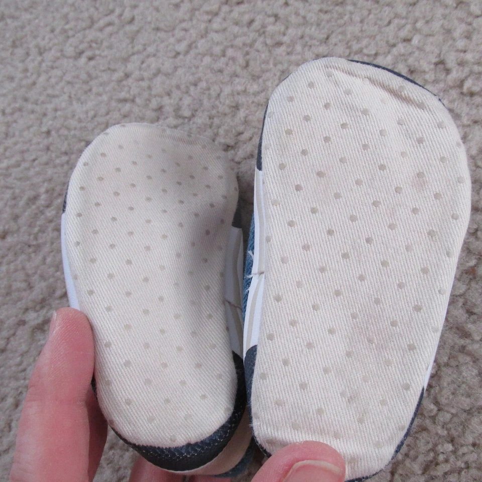 Faded Glory Tennis Shoe Sneakers Infant Boys Size 2 Blue Tan White Shoelace Ties - Image 4 of 4