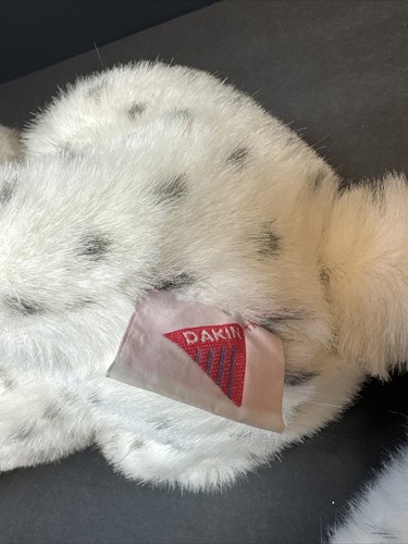 Vintage Dakin 1991 Snow Leopard Spotted Big Cat Plush 12" White Silver Bell NWT - Imagen 16 de 22