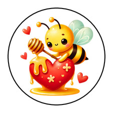 Honey bee Valentines day Stickers, labels, tags envelope seals
