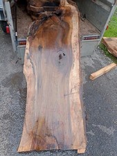 1x XL Nussbaum Bohle Tischplatte Waschtisch Baumkante Epoxid gerissen DIY Brett