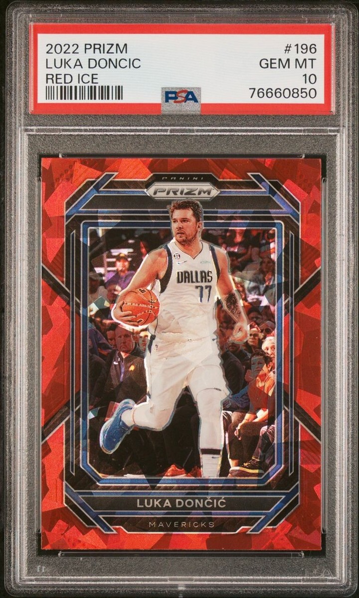2022 Panini Prizm 196 Luka Doncic Red Cracked Ice PSA 10 2022 Panini Prizm 196 Luka Doncic Red Cracked Ice PSA 10