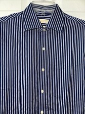 Michael Michael Kors Men's SZ 15 1/2 32/33 No Iron Dress Shirt Blue Gray Stripe