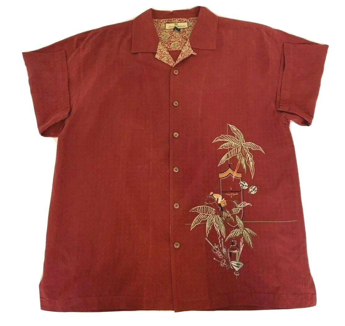 Tommy Bahama King Of Sport Embroidered Silk Hawaiian Camp Shirt