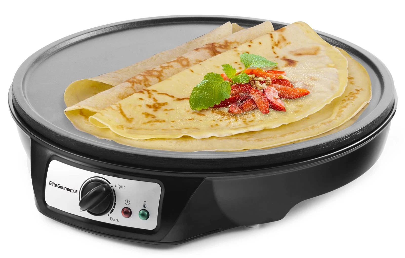 Elite Gourmet 12 Inch Non Stick Countertop Crepe Maker and Griddle Appliance