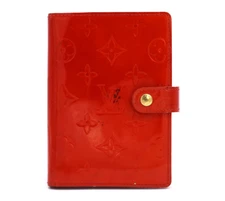 Louis Vuitton Monogram Vernis Agenda PM Planner Cover Red R21016 Authentic 662