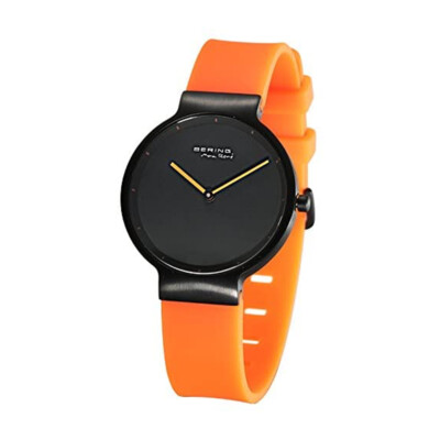 Bering Time Max Rene Black Steel with Orange Rubber Strap Men's