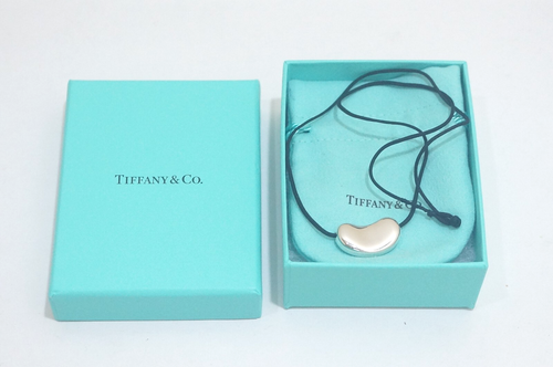 Tiffany & Co. Silver Elsa Peretti 25mm Bean Silk Cord Necklace 18" - Picture 6 of 6
