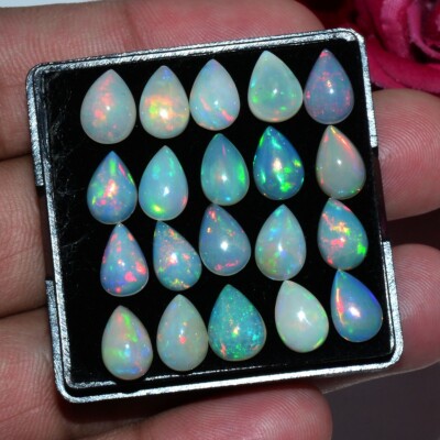 20 Pcs AAA+ Natural Ethiopian Opal 9mmx6mm Vibrant Play of Colors Gemstones Lot