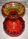 Ruby Red Amberina Footed Compote Candy Dish Moon & Stars Vintage Scalloped Rim — photo 8