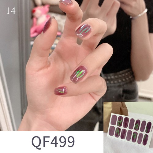 Nail Art Stickers Self-Adhesive DIY Stylish Nail Wraps Full Cover Sticker14Tips - Picture 26 of 30