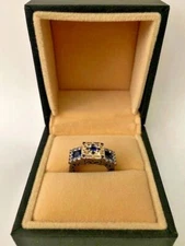 Caperci Navy Blue Sapphire CZ Ring - Size Small