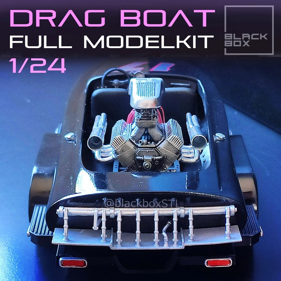 Vintage Drag Boat - Full Model Kit - 1/24 - 3D Printed - Black Box - Image 4 of 4