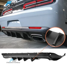 Fits 15-23 Dodge Challenger IKON V3 Style Rear Bumper Diffuser Matte Black PP