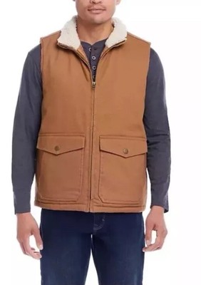 Weatherproof WP NEW Men's Workwear Vest LARGE Harvest Tan/Natural Sherpa 1075