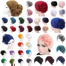 Women Muslim Turban Hat Flower Cancer Chemo Hair Loss Cap Hijab Head Scarf Wrap☆