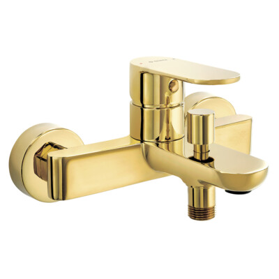 Wand-Wannenarmatur Wasserhahn Badewannenarmatur gold Einhebel modern Badezimmer