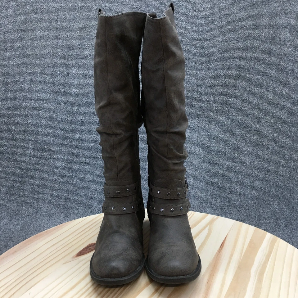 Botas de Montaña Blancas para Mujer 10M Lexi Alto Cremallera Lateral Bota de Montar Gris Imitación Cuero Foto 4 de 4