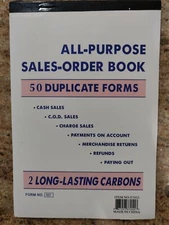 Sales Order Book Receipt Book 50 Duplicate Forms Carbonless, 5.5"x8.5"