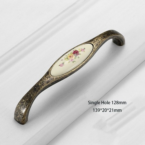 Antique Bronze Cabinet Pull Knob Flower Door Handles Wardrobe Closet Cupboard - Picture 14 of 22