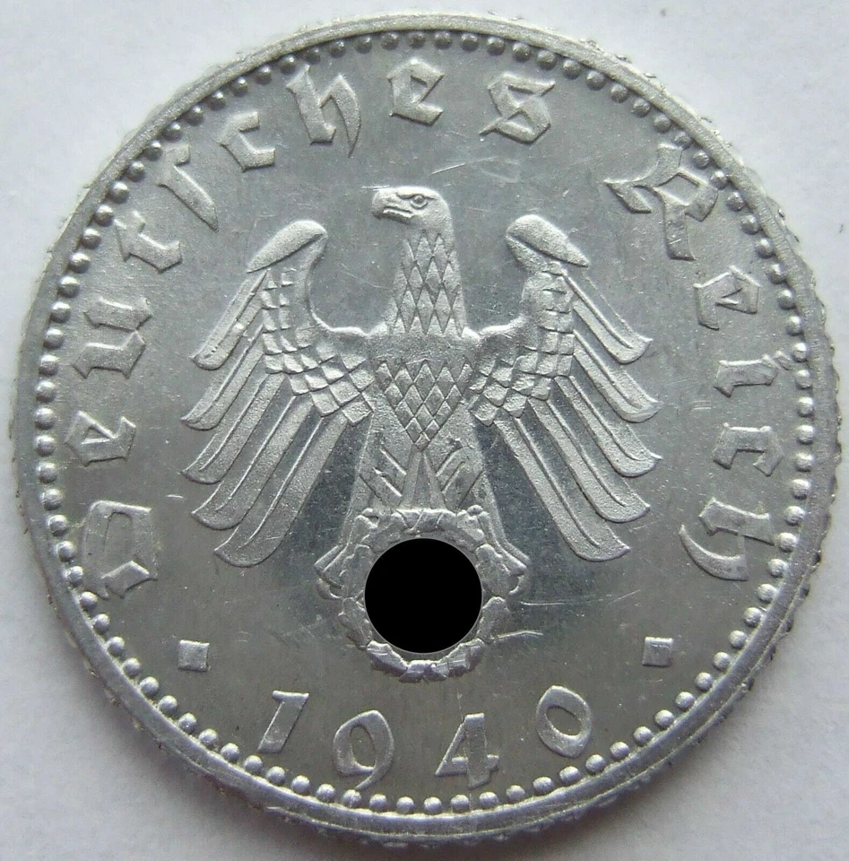 50 Reichspfennig 1940 D München Münze Deutsches Reich 3. Reich fast Stempelglanz - Bild 2 von 2