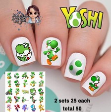 Yoshi Mario World Kart Waterslide Nail Decals Set Of 50 Instructions & Bonus