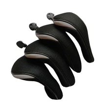 4pcs Black Golf Hybrid Wood Club Covers Meshy UT Rescue Cover Hybrid Head Covers